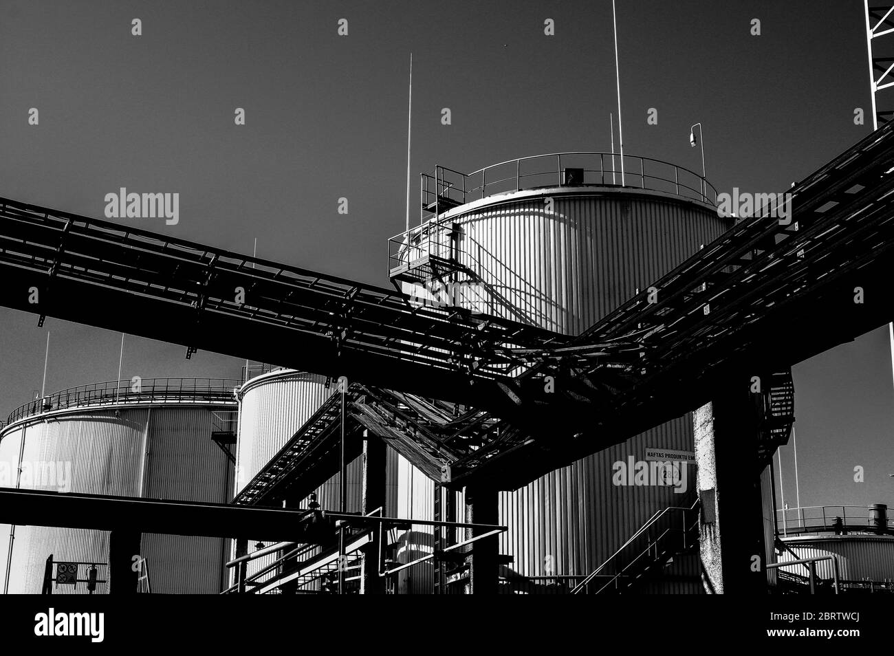 Crude oil tank in the oil refinery. Storage tanks for oil. Tanks for