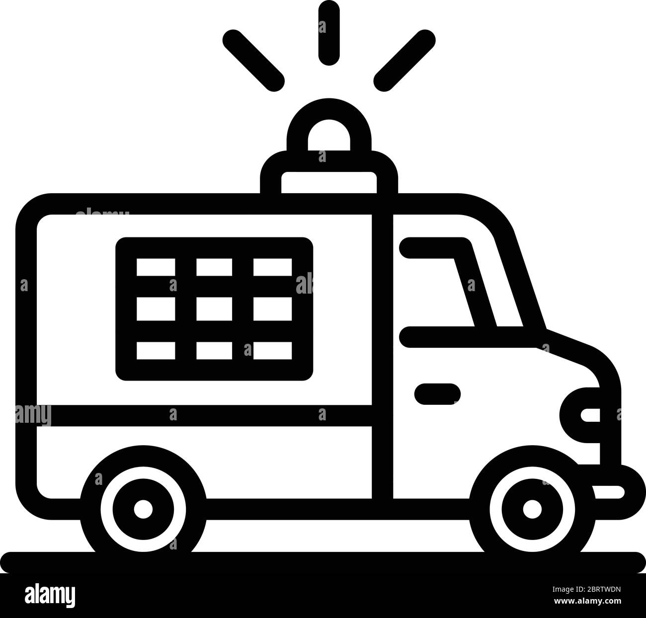 Police truck icon, outline style Stock Vector