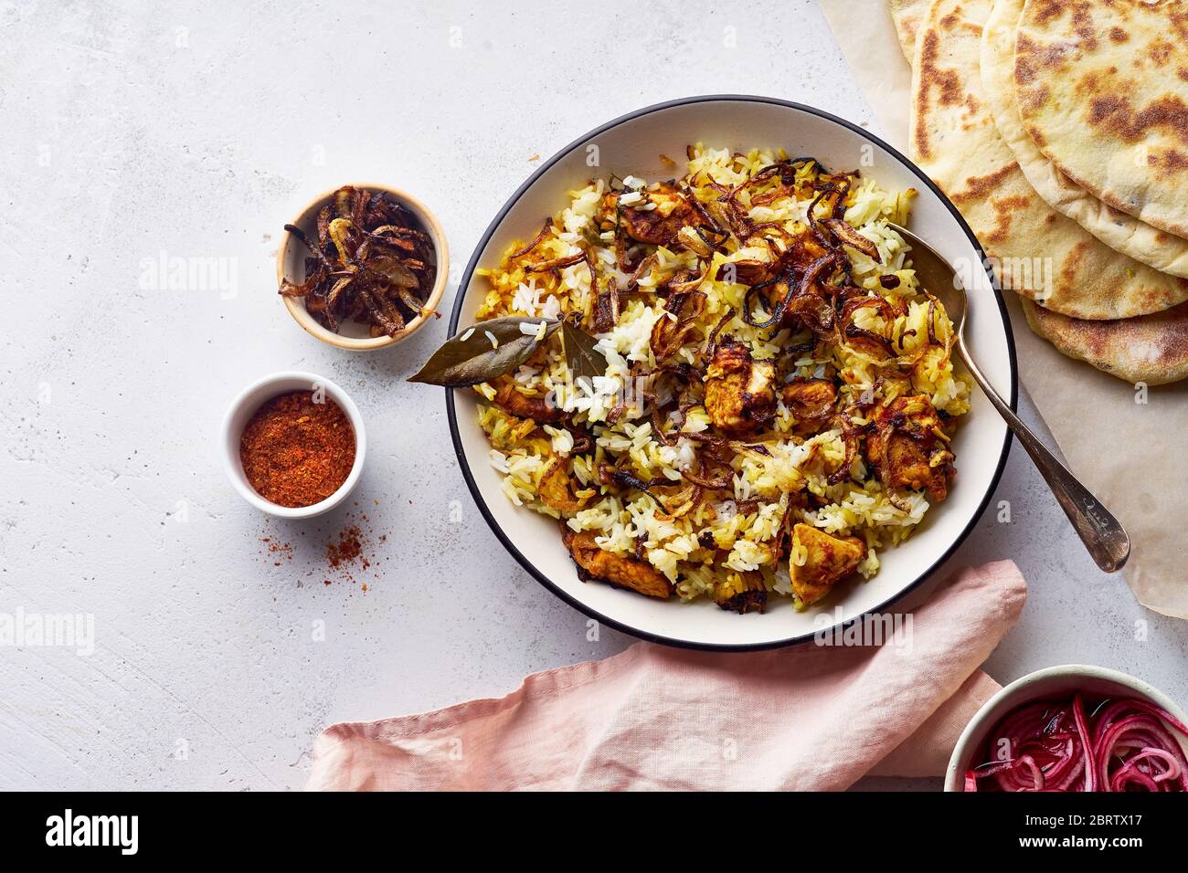 Indian rice dish hyderabadi biryani with chicken and basmati rice