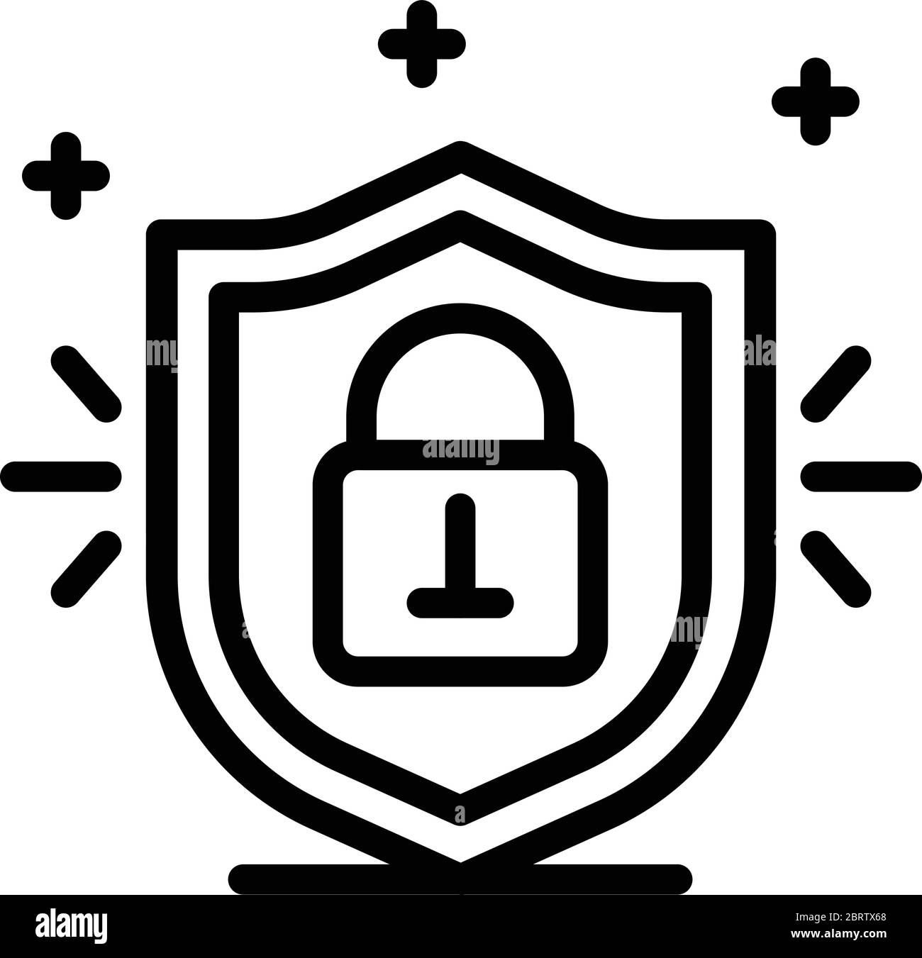 Locked padlock shield icon, outline style Stock Vector Image & Art - Alamy