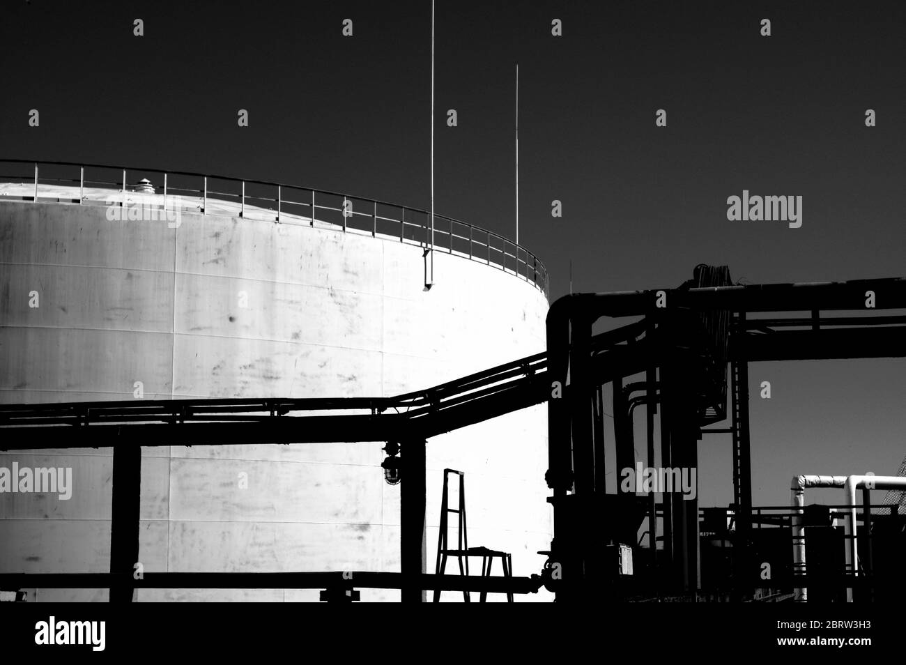 Crude oil tank in the oil refinery. Storage tanks for oil. Tanks for