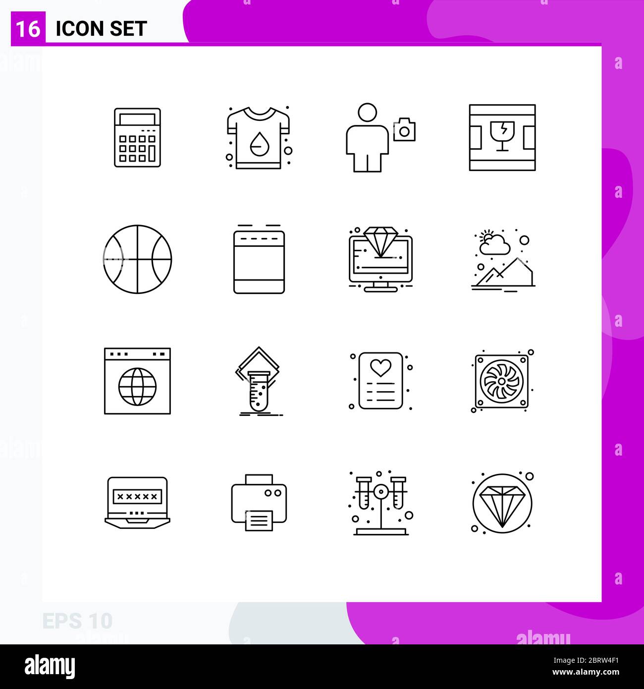 Universal Icon Symbols Group of 16 Modern Outlines of shapes, delivery, tshirt, broken, human Editable Vector Design Elements Stock Vector