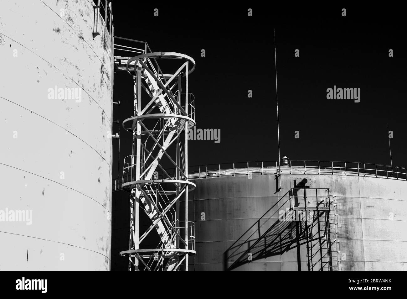 Crude oil tank in the oil refinery. Storage tanks for oil. Tanks for