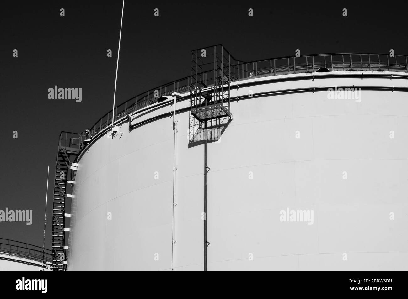 Crude oil tank in the oil refinery. Storage tanks for oil. Tanks for