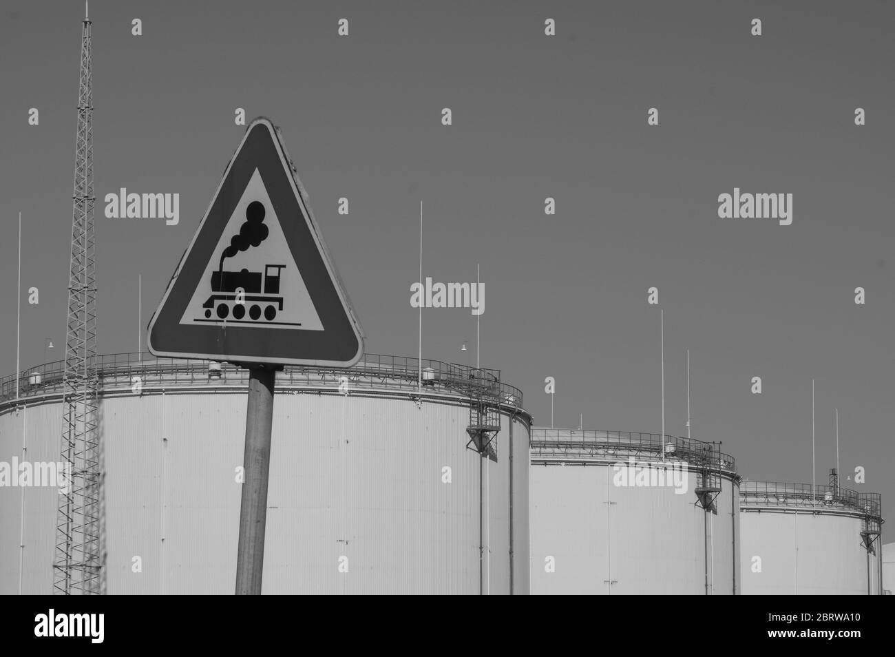 Crude oil tank in the oil refinery. Storage tanks for oil. Tanks for