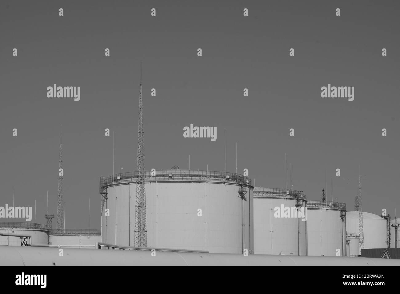 Crude oil tank in the oil refinery. Storage tanks for oil. Tanks for
