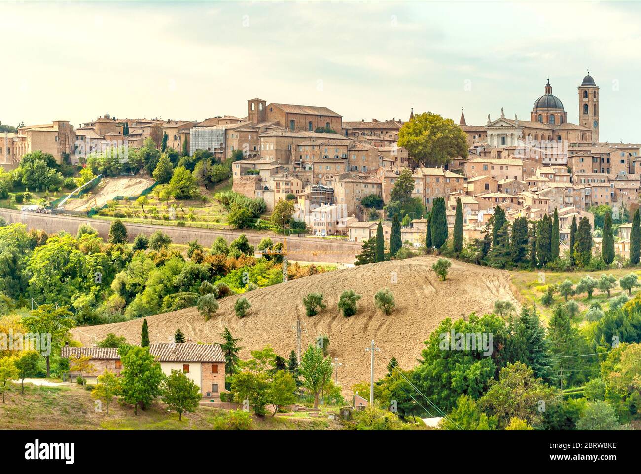 Historical Skyline of Urbino at the  Marche Region, Italy Stock Photo