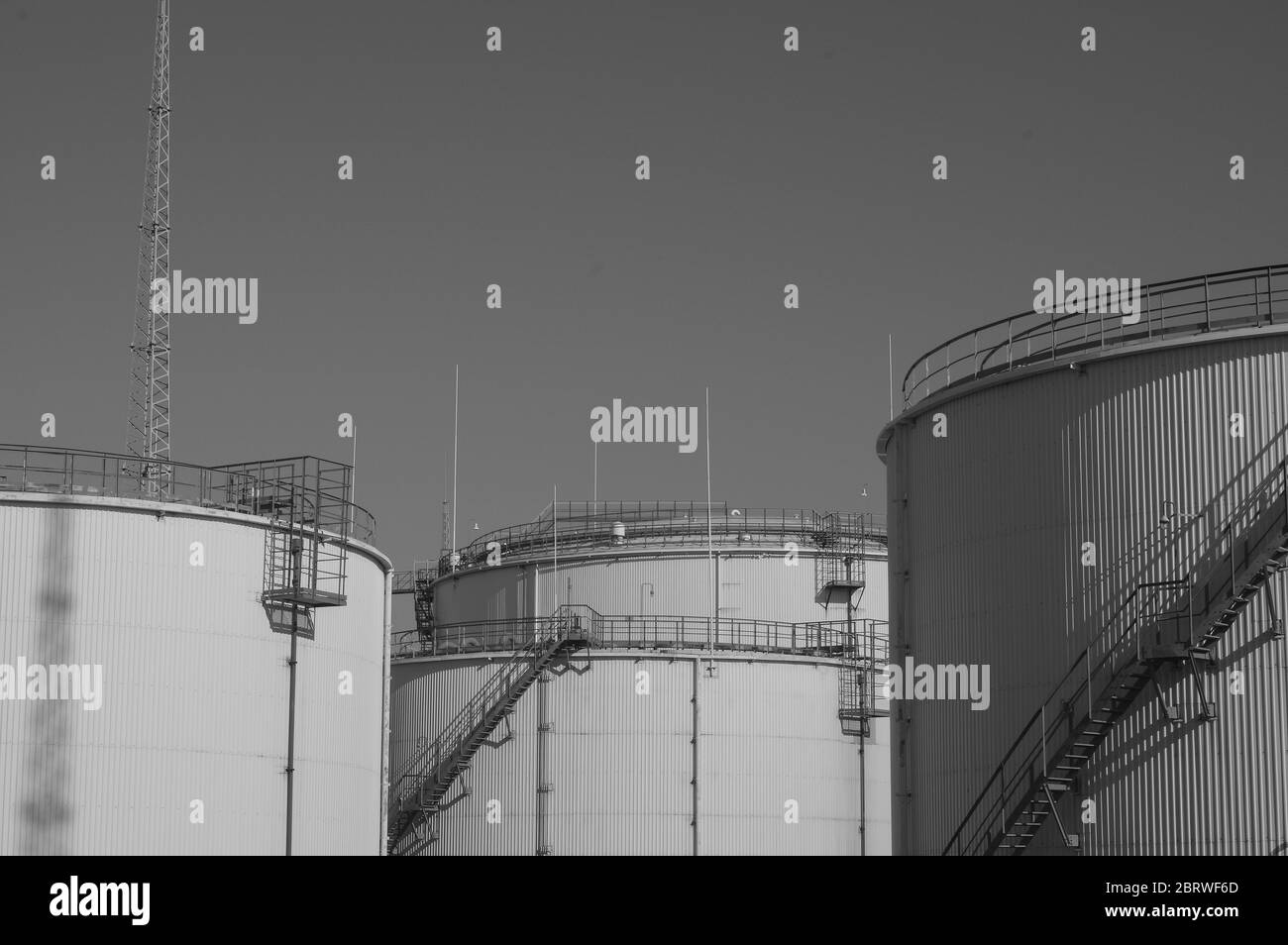 Crude oil tank in the oil refinery. Storage tanks for oil. Tanks for