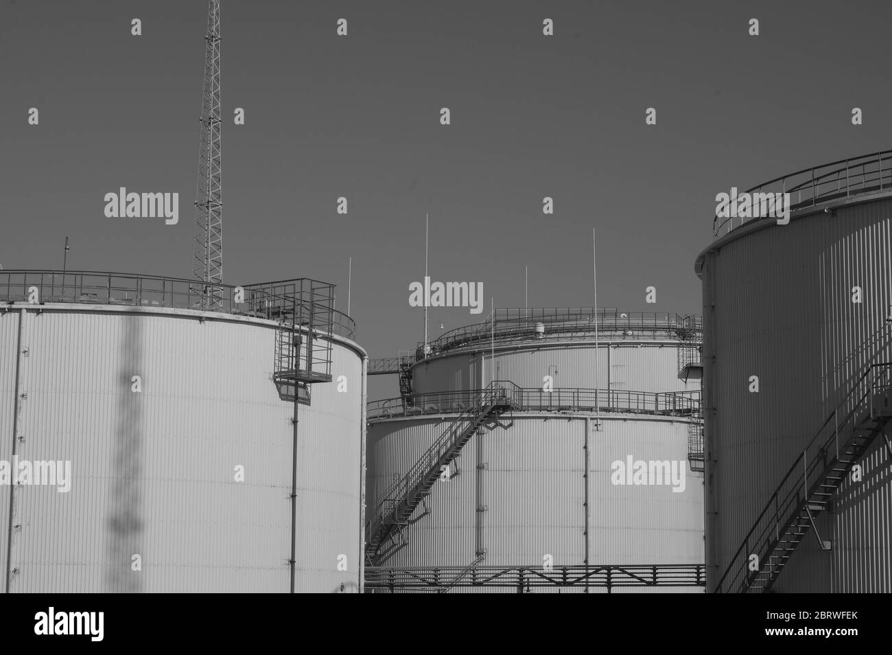 Crude oil tank in the oil refinery. Storage tanks for oil. Tanks for