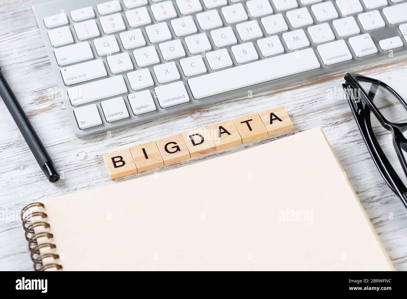 Big data analytics concept with letters on cubes Stock Photo