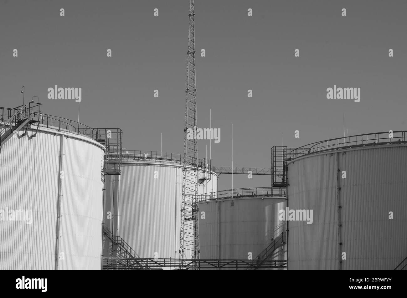 Crude oil tank in the oil refinery. Storage tanks for oil. Tanks for