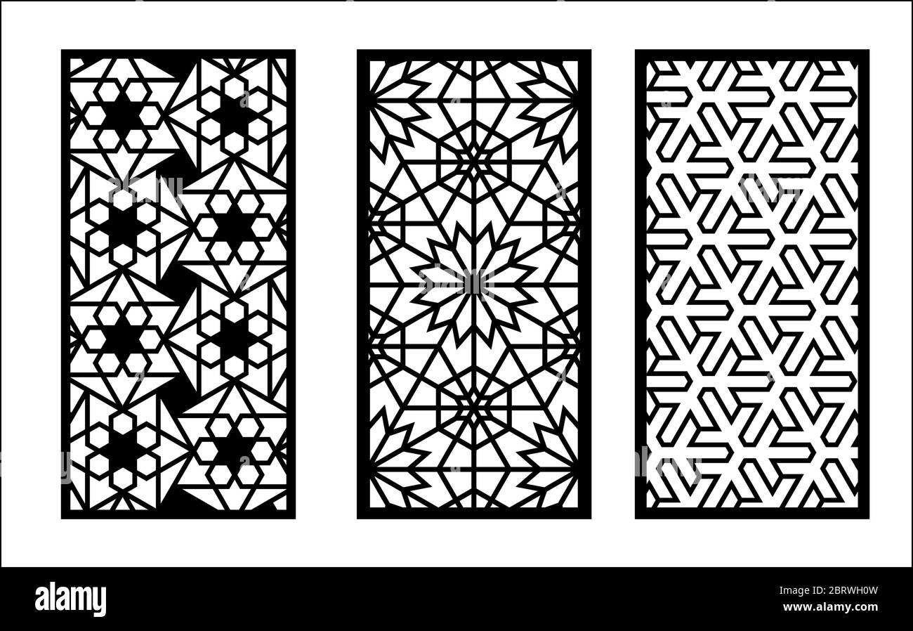 Laser arabesque pattern. Set of decorative vector panels for laser cutting.  Template for interior partition in arabesque style. Ratio 1 to 2 Stock  Vector Image & Art - Alamy