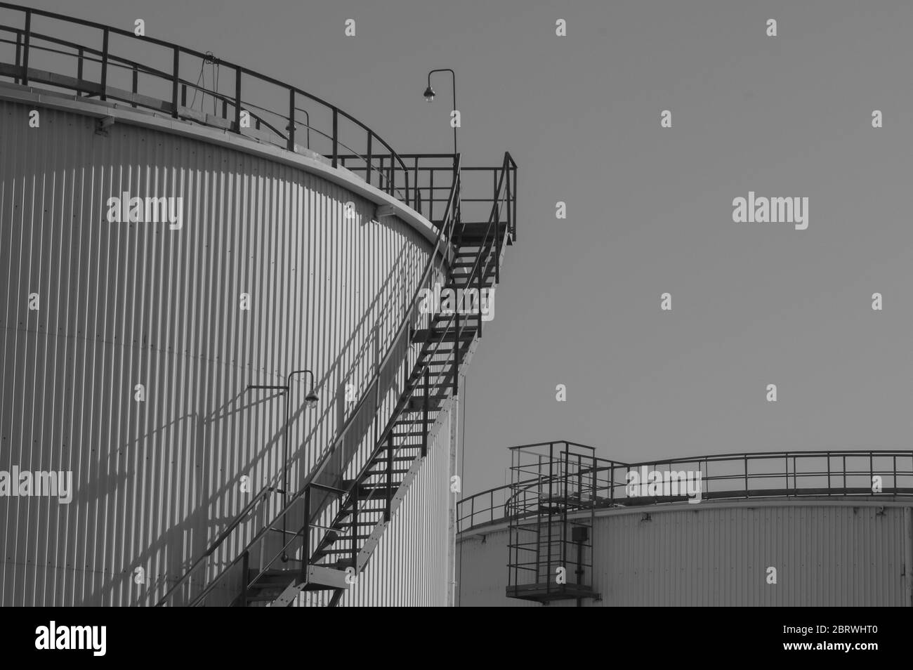 Crude oil tank in the oil refinery. Storage tanks for oil. Tanks for