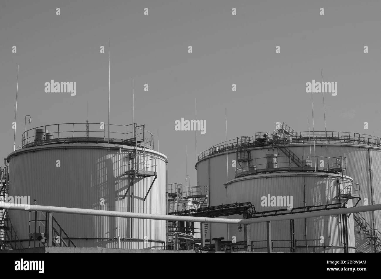 Crude oil tank in the oil refinery. Storage tanks for oil. Tanks for