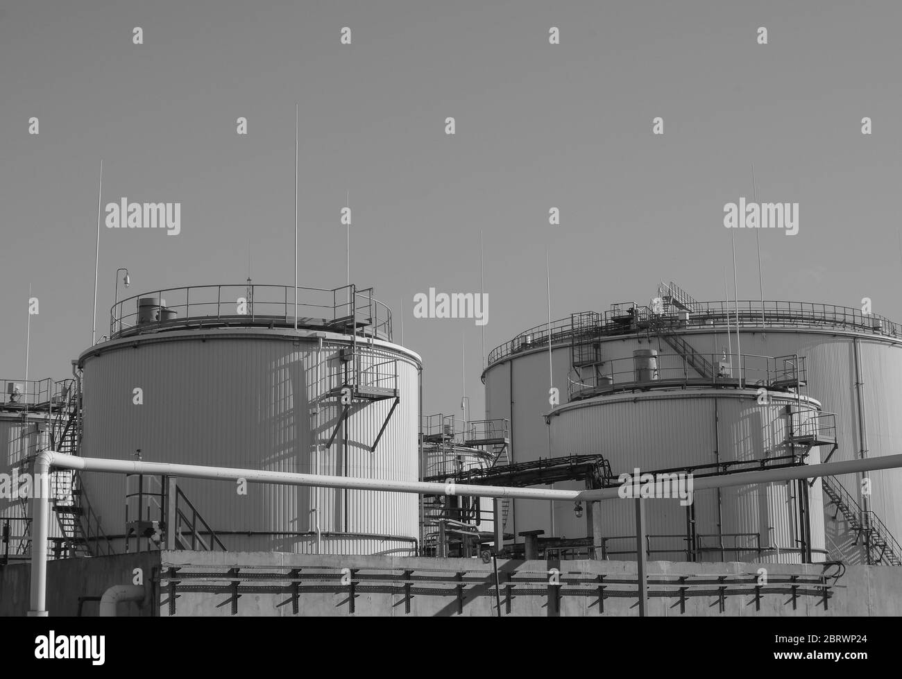 Crude oil tank in the oil refinery. Storage tanks for oil. Tanks for