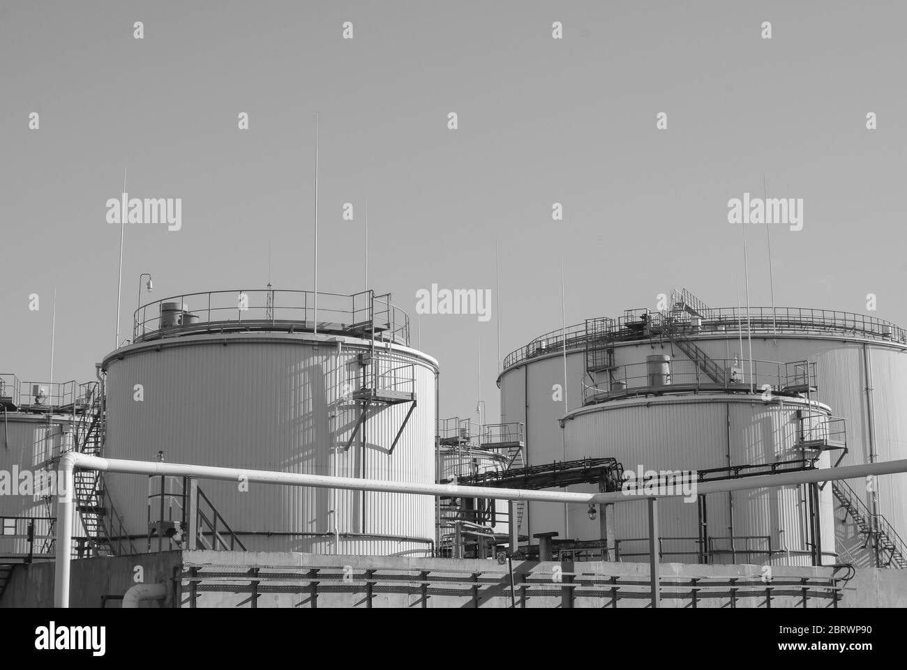 Crude oil tank in the oil refinery. Storage tanks for oil. Tanks for