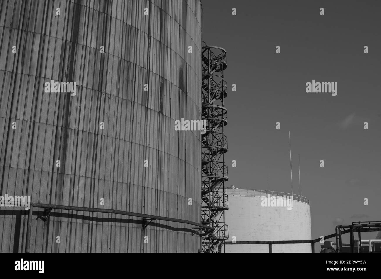 Crude oil tank in the oil refinery. Storage tanks for oil. Tanks for