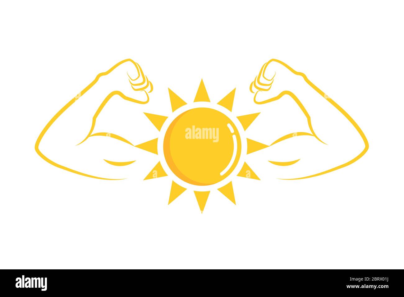 strong sun with muscular arms vector illustration EPS10 Stock Vector