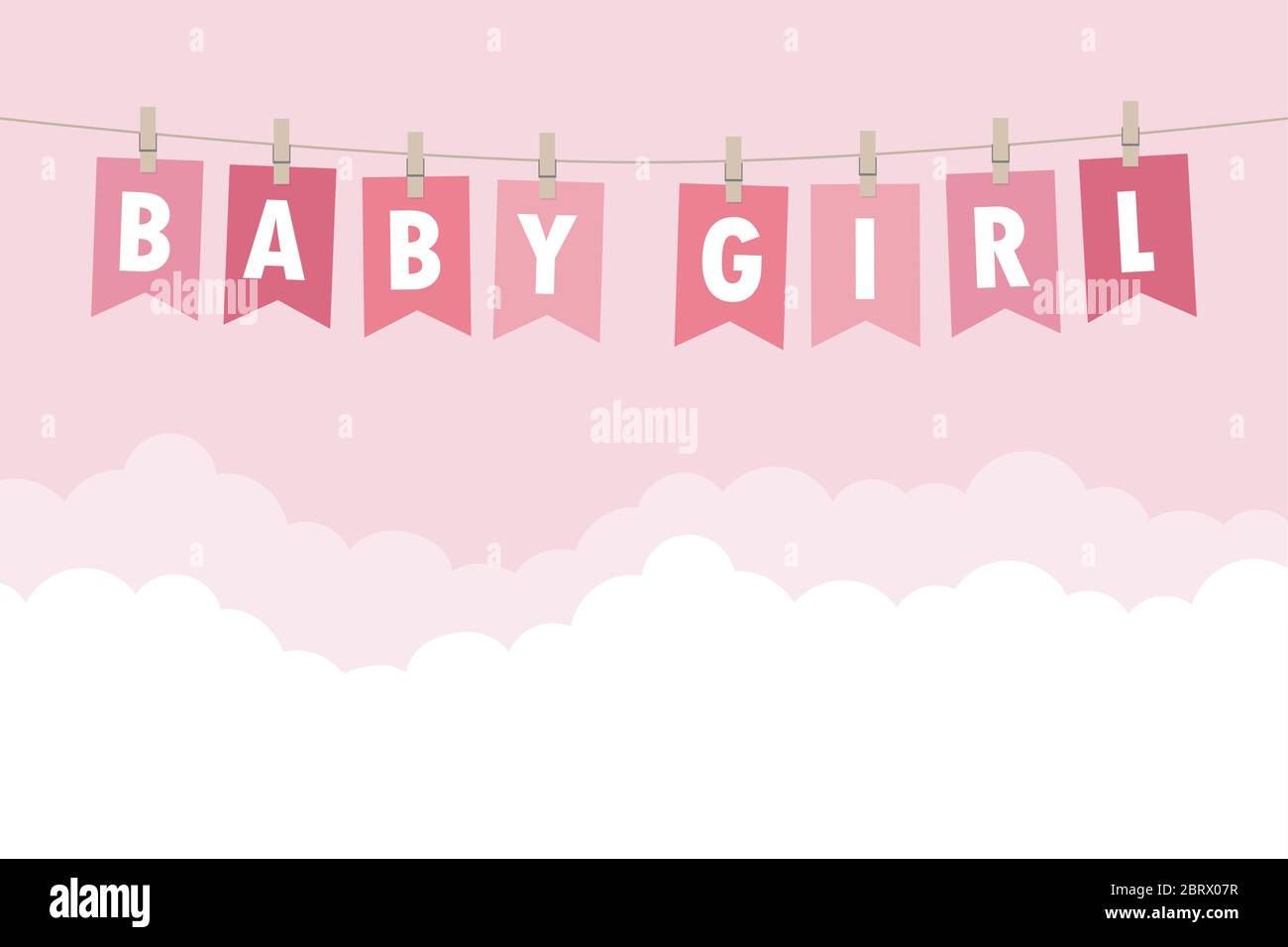 baby girl welcome greeting card for childbirth vector illustration EPS10 Stock Vector