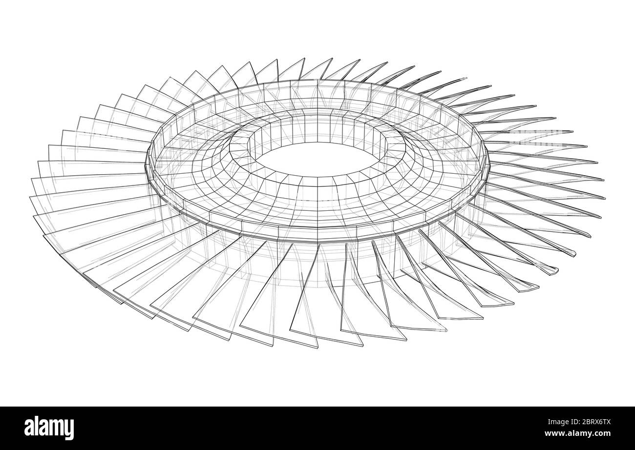 Turbine wheel concept outline. Vector Stock Vector