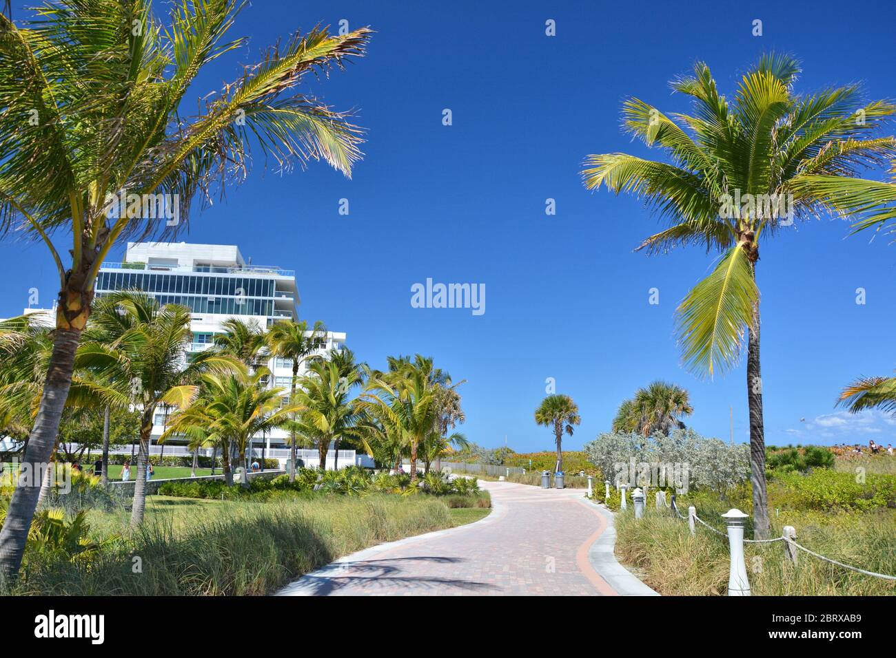 Miami, USA - March 18, 2017 : Miami Beach promenade along the beach Stock Photo