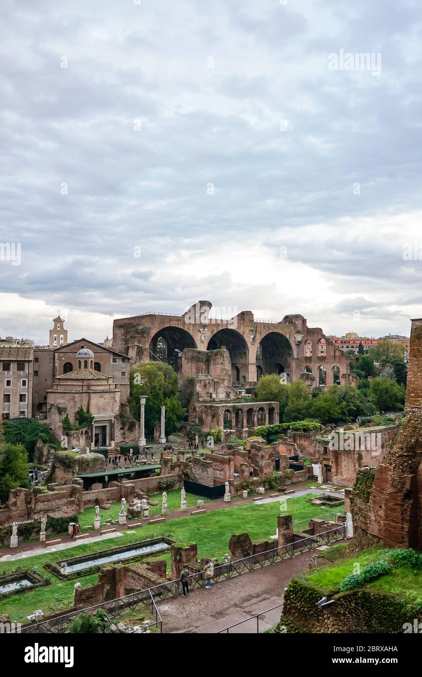 old buildings of rome against blue sky with clouds Stock Photo - Alamy