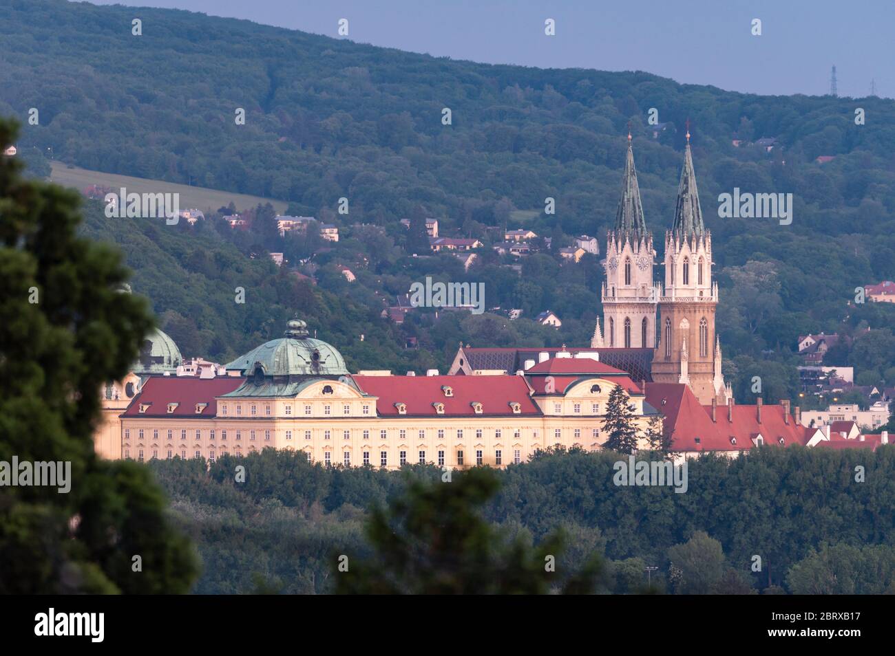 Abbey of Klosterneuburg (Austria) monastery before sunrise in spring Stock Photo