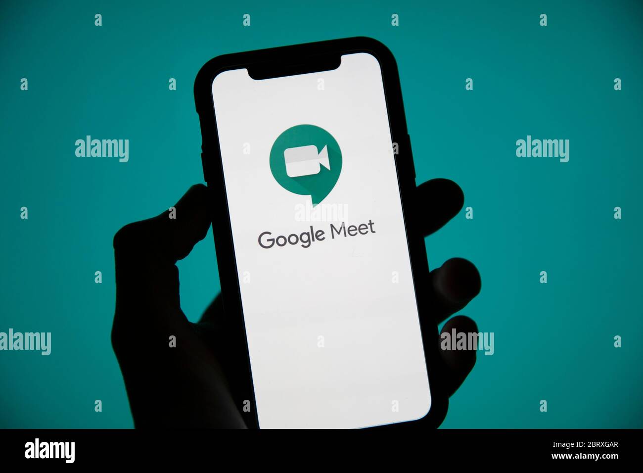 London Uk May 22 2020 Google Meet Video Meeting Logo On A Smartphone Screen Stock Photo Alamy