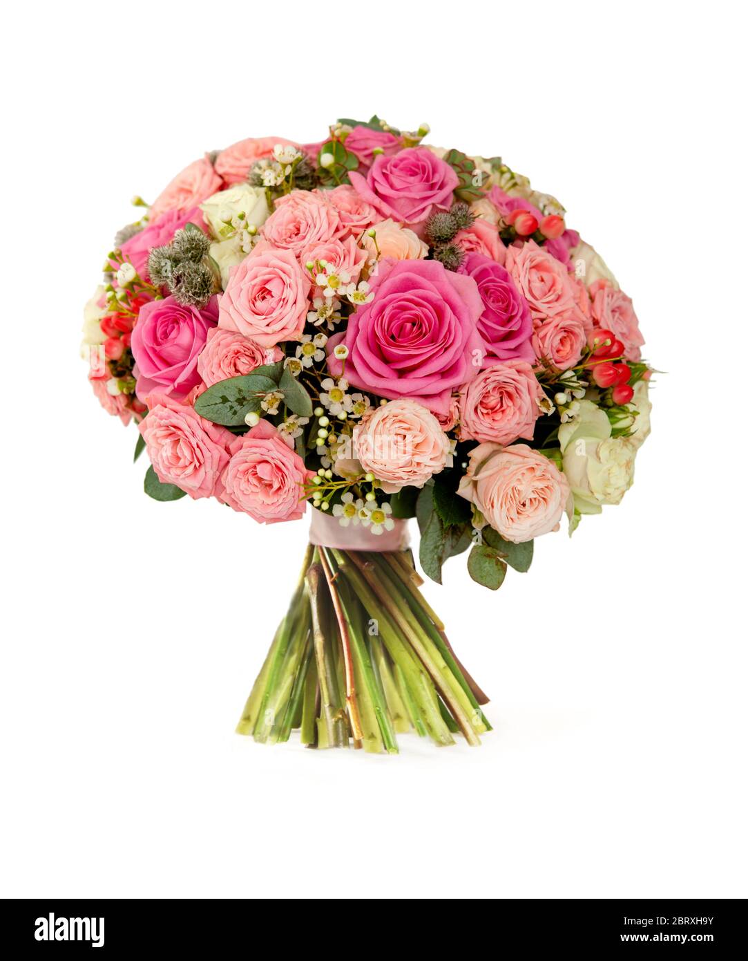 pink wedding bouquet isolated on white Stock Photo