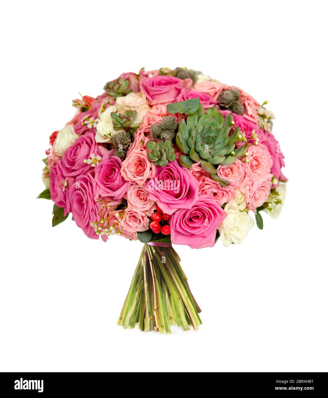 pink wedding bouquet isolated on white Stock Photo