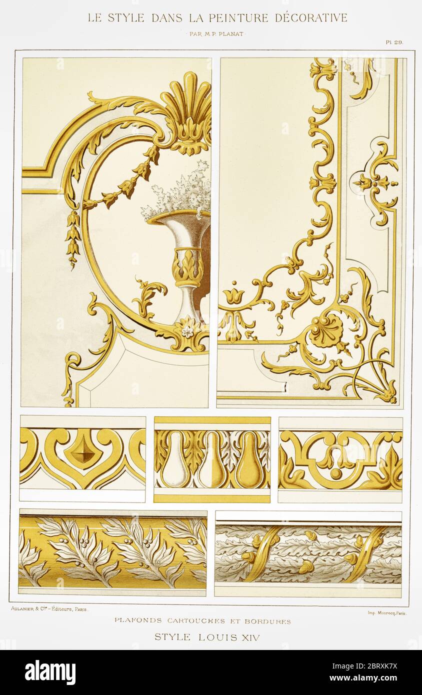 Louis XIV Style: Ceilings, cartouches and rims, from Style in Decorative Painting 1892. Stock Photo