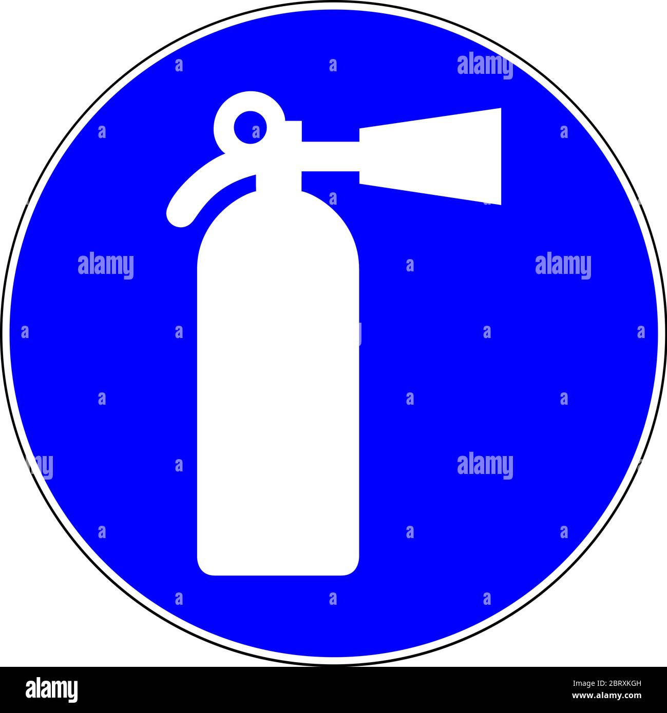 Fire extinguisher blue sign on white background Stock Photo Alamy