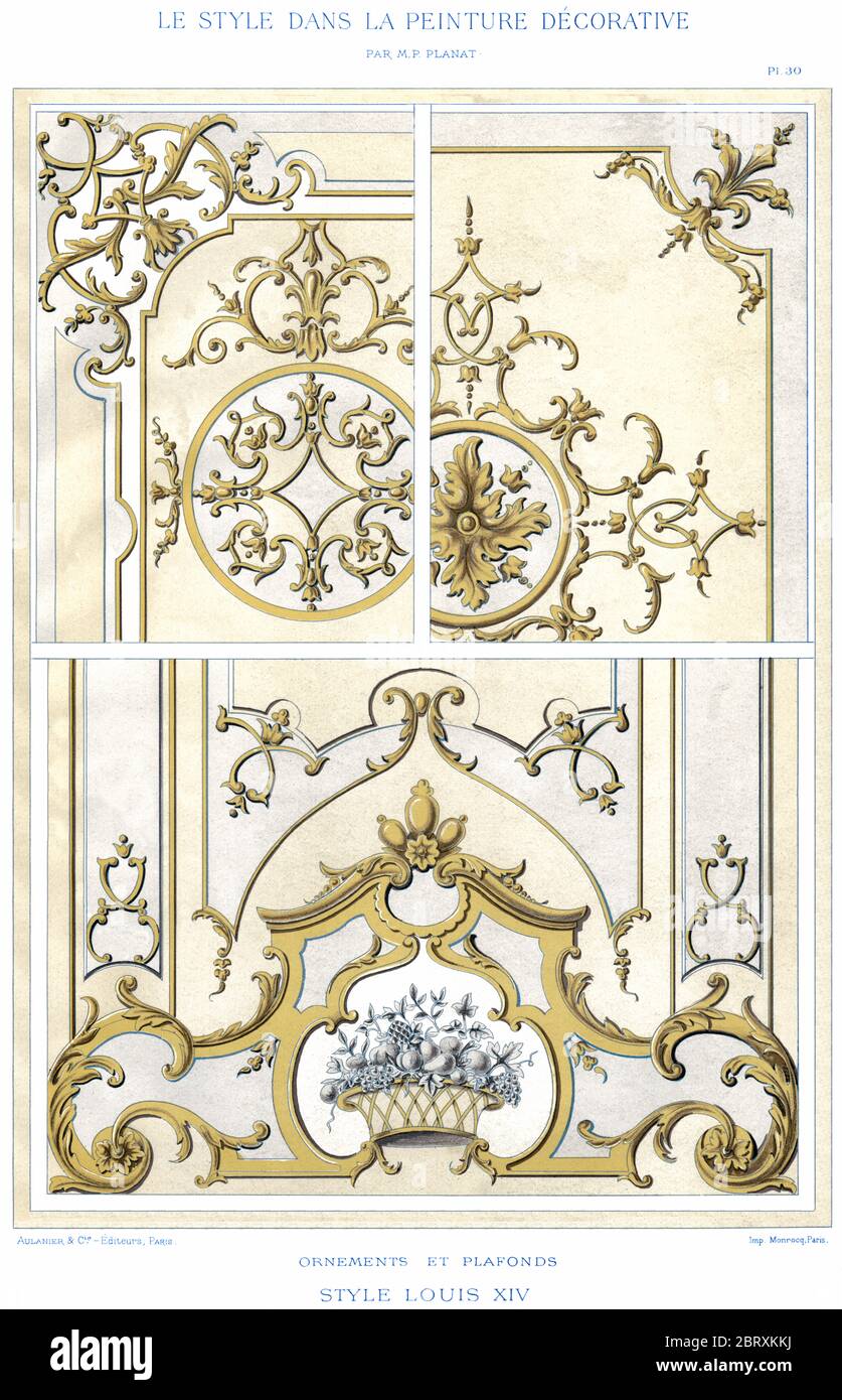 Louis XIV Style: Ornaments and ceilings, from Style in Decorative Painting 1892. Stock Photo