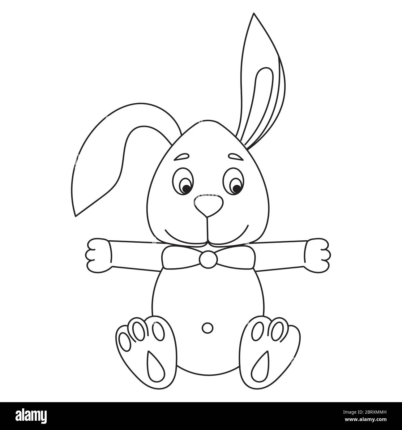 cute Bunny with a butterfly, vector illustration, black outline on a white  background, for children's coloring Stock Vector Image & Art - Alamy