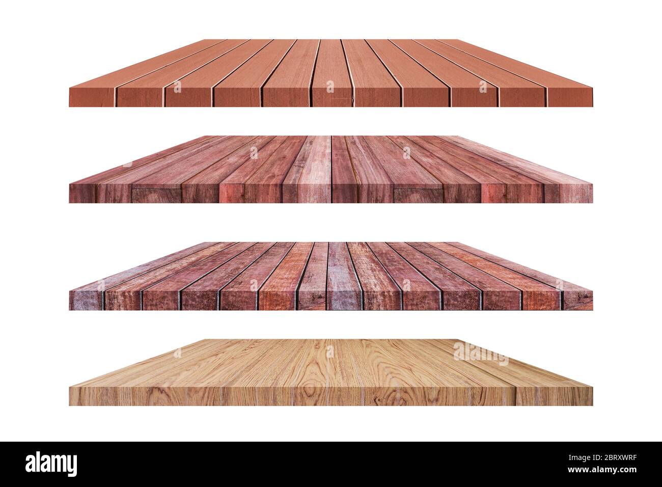 Set of wooden flooring isolated on white background. with clipping path Stock Photo
