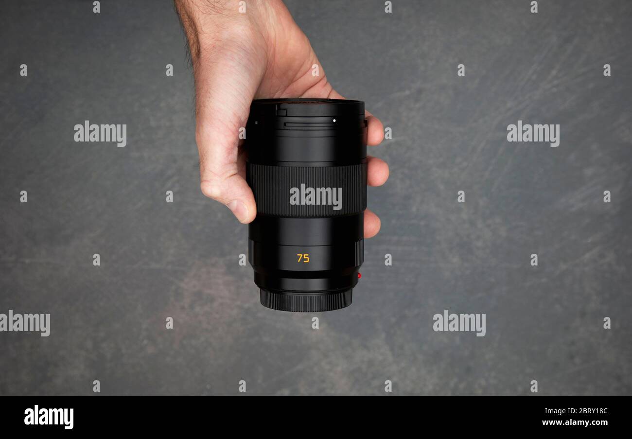 A Leica APO-SUMMICRON-SL 75 f/2 ASPH. Stock Photo