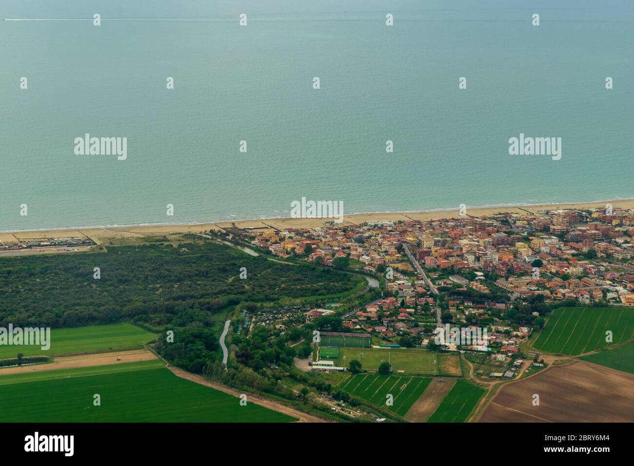 Earth surface landscape viewed from the airplane Stock Photo