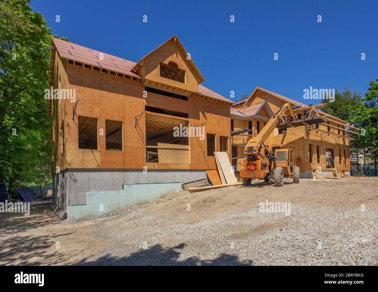 New house construction site in the suburbs Stock Photo