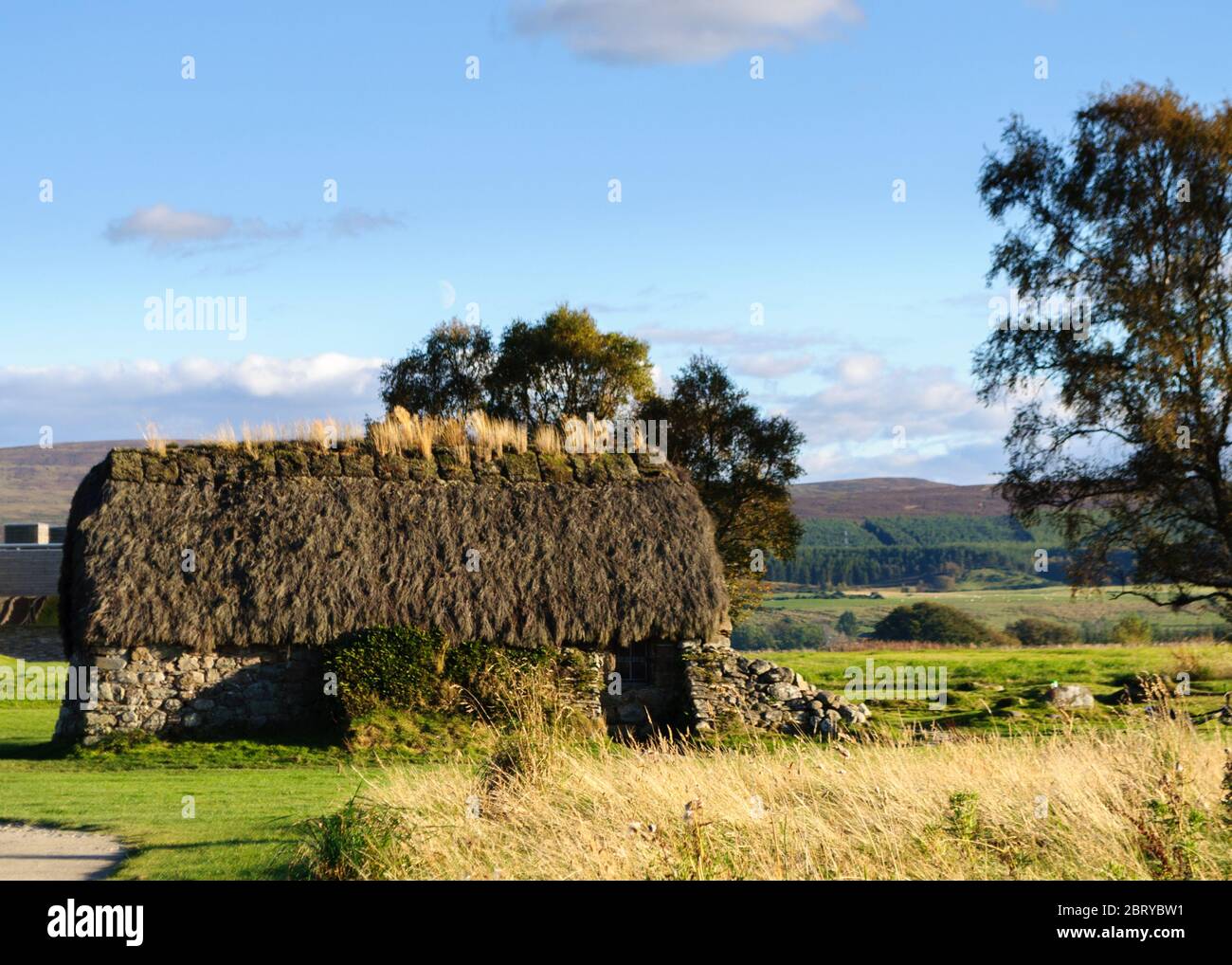 Scotland Oct 9th 2016 - Old Leanach Cottage at the Battle of Culloden Memorial Stock Photo