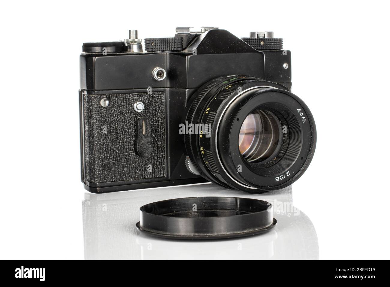 Group of one whole one piece of vintage camera isolated on white ...