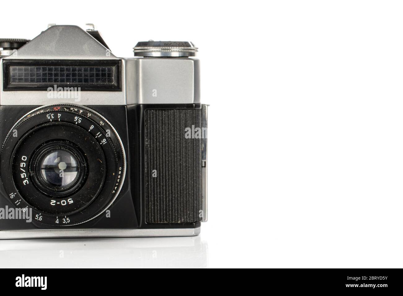 One whole arranged vintage camera isolated on white background Stock ...