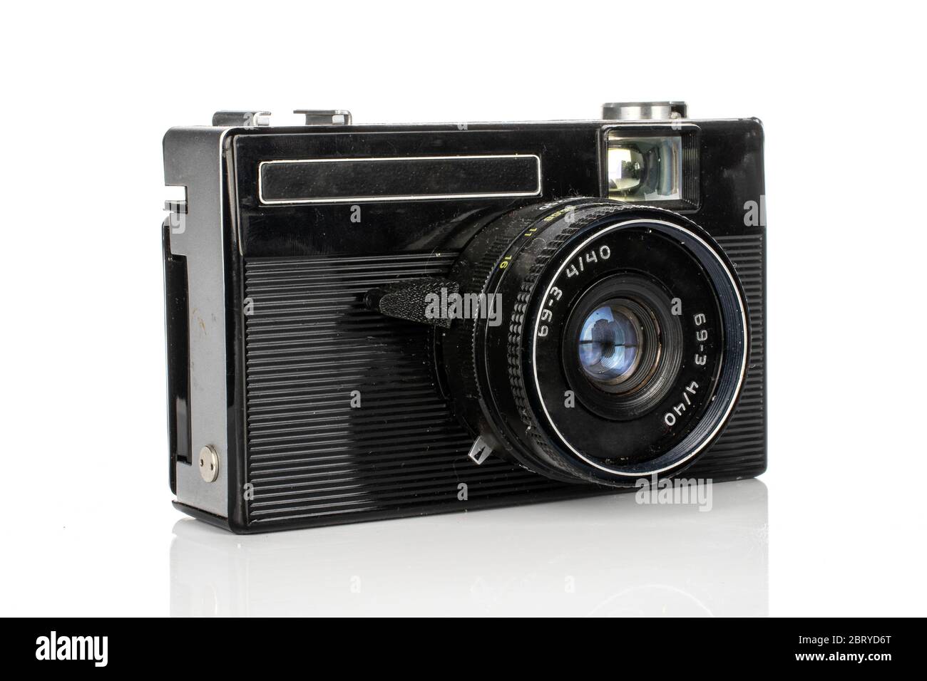 One whole black vintage camera isolated on white background Stock Photo ...