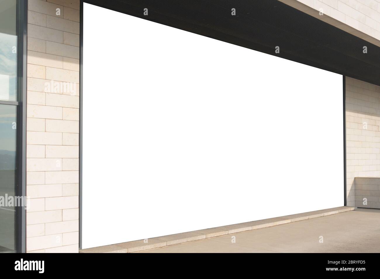 Mock up. Big horizontal billboard banner, store showcase window