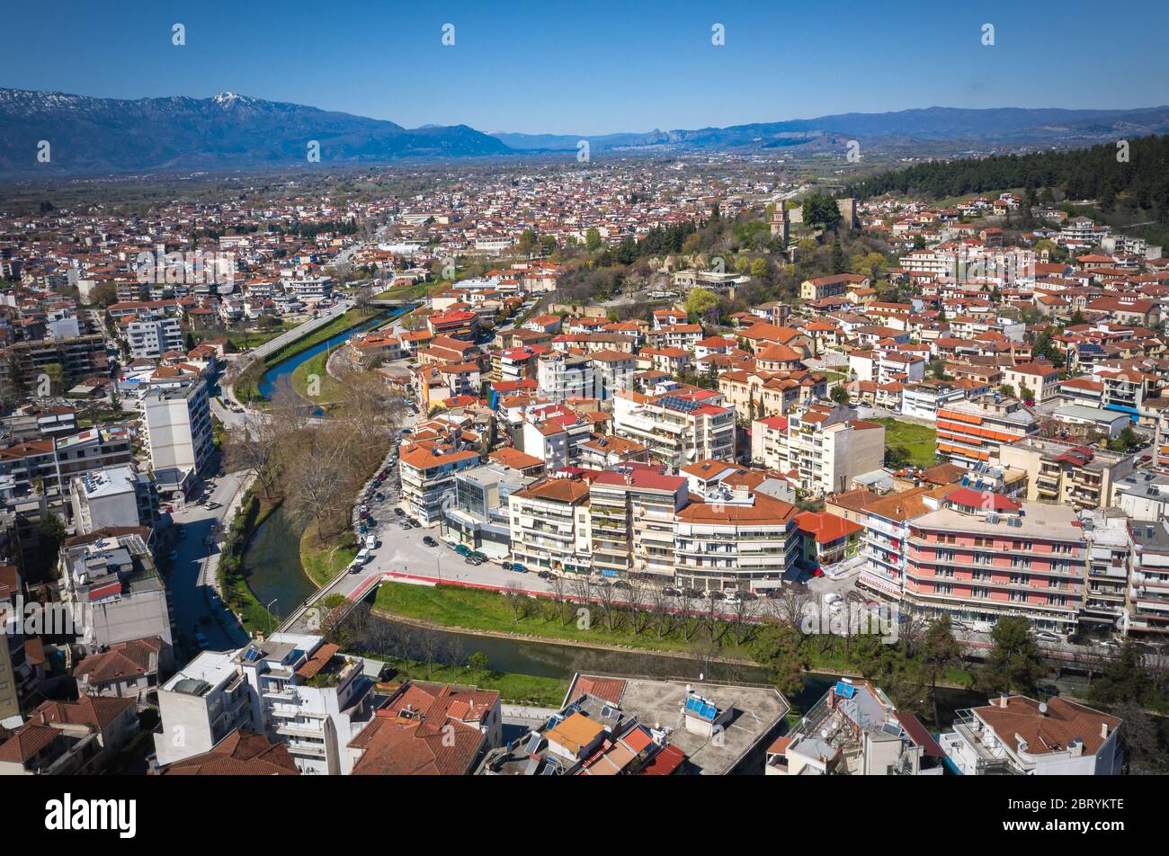 Trikala city aerial view, Greece Stock Photo