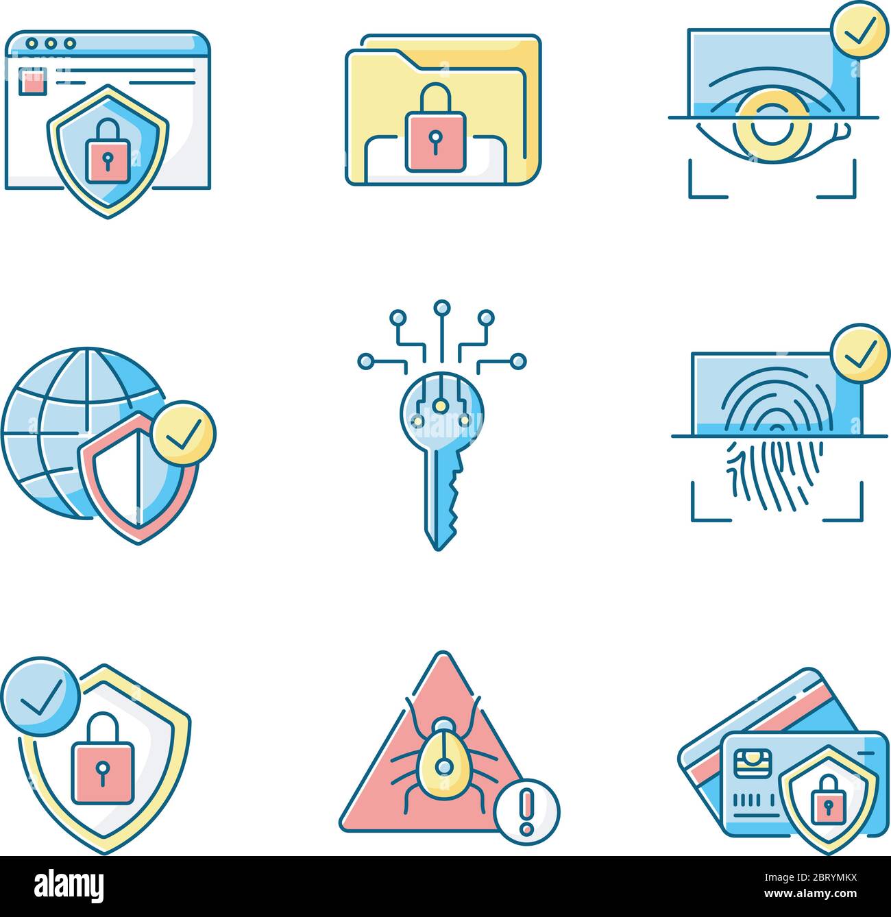 Security system RGB color icons set Stock Vector
