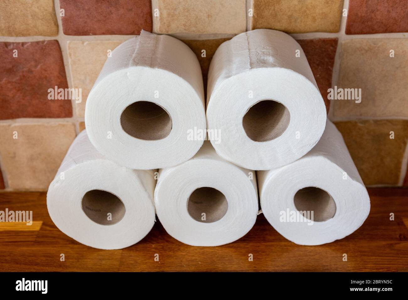 Toilet Rolls A Stack Of Toilet Paper Stock Photo Alamy