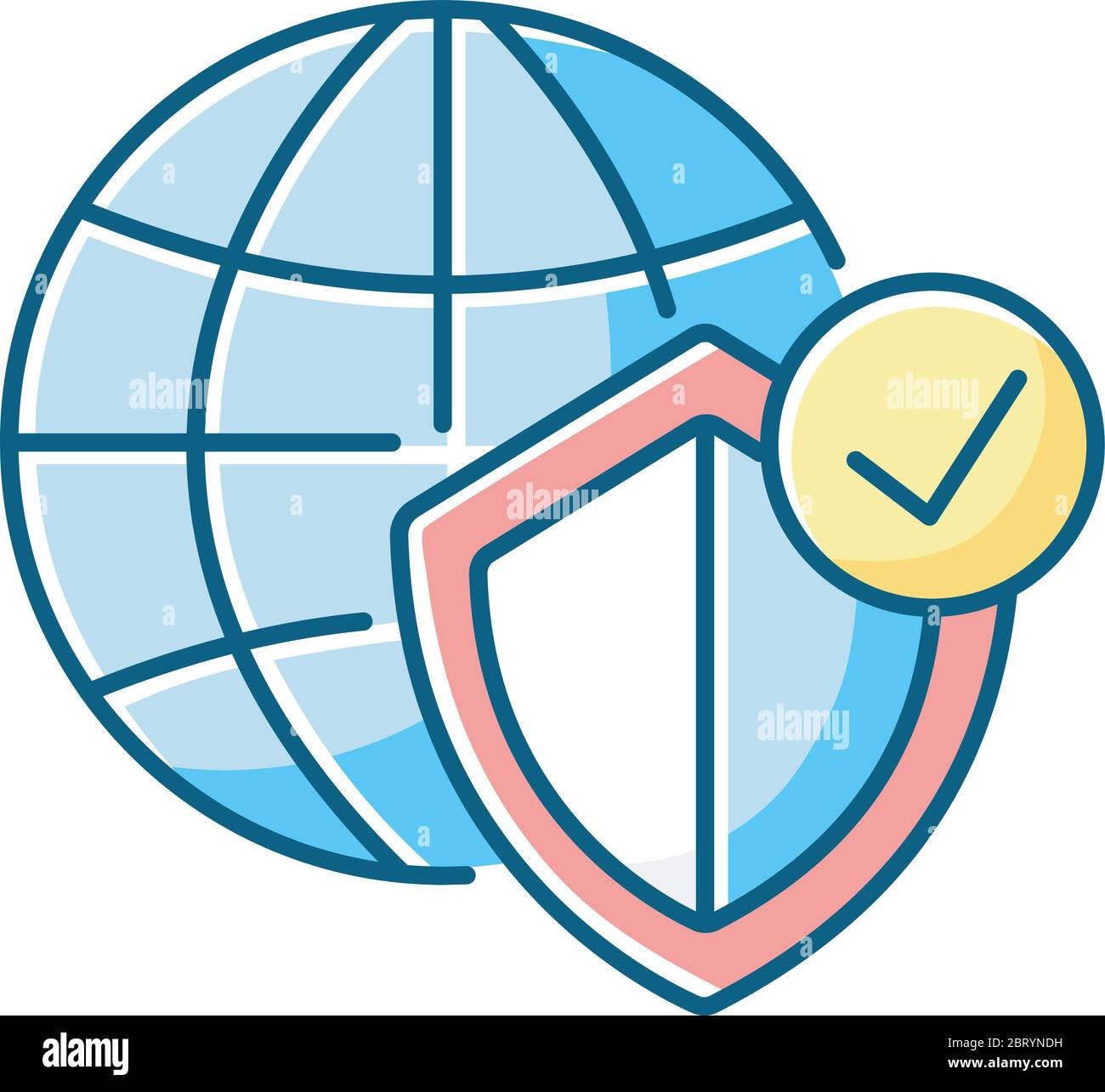 Global network security RGB color icon Stock Vector