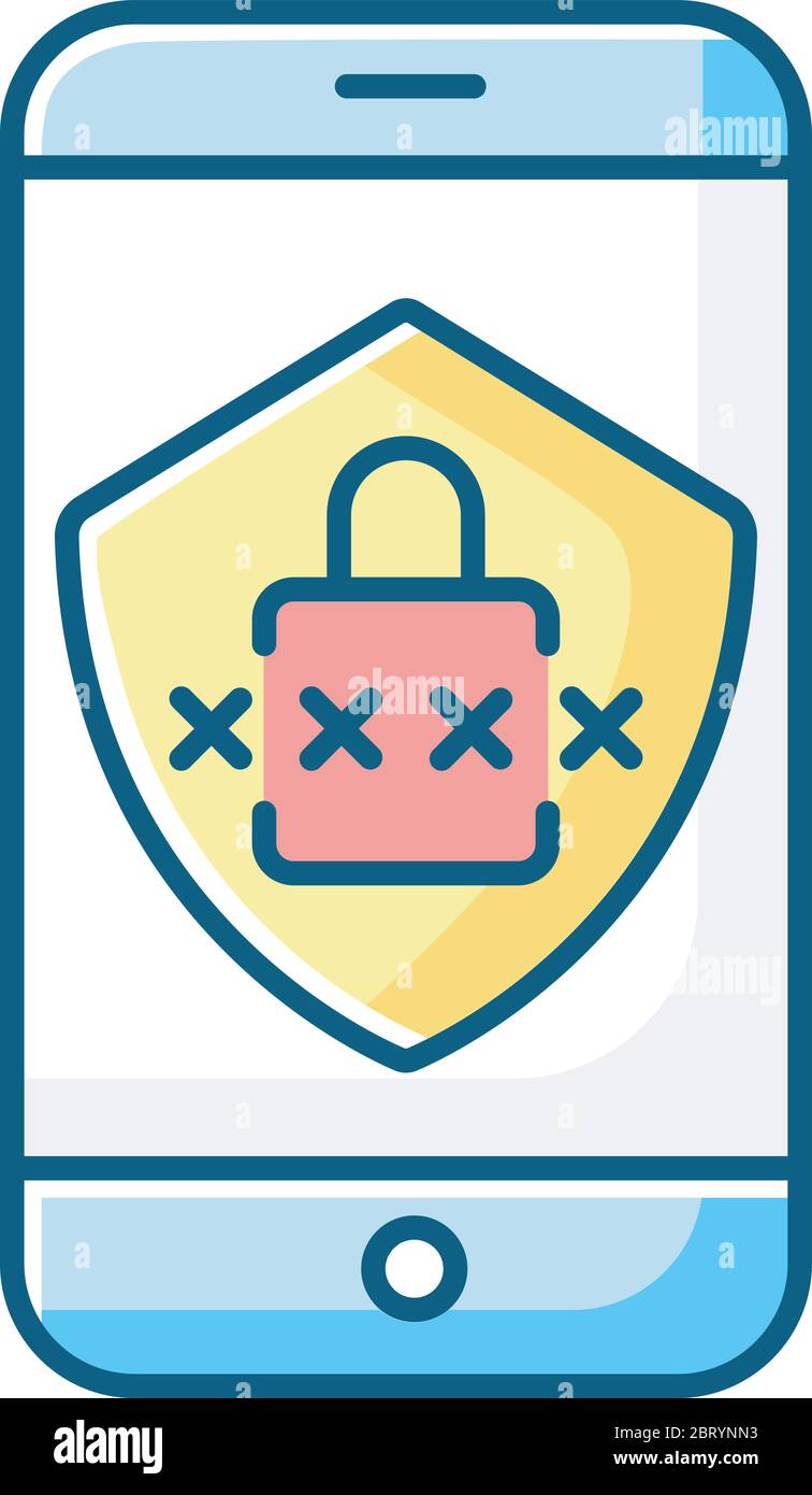 Smartphone security RGB color icon Stock Vector