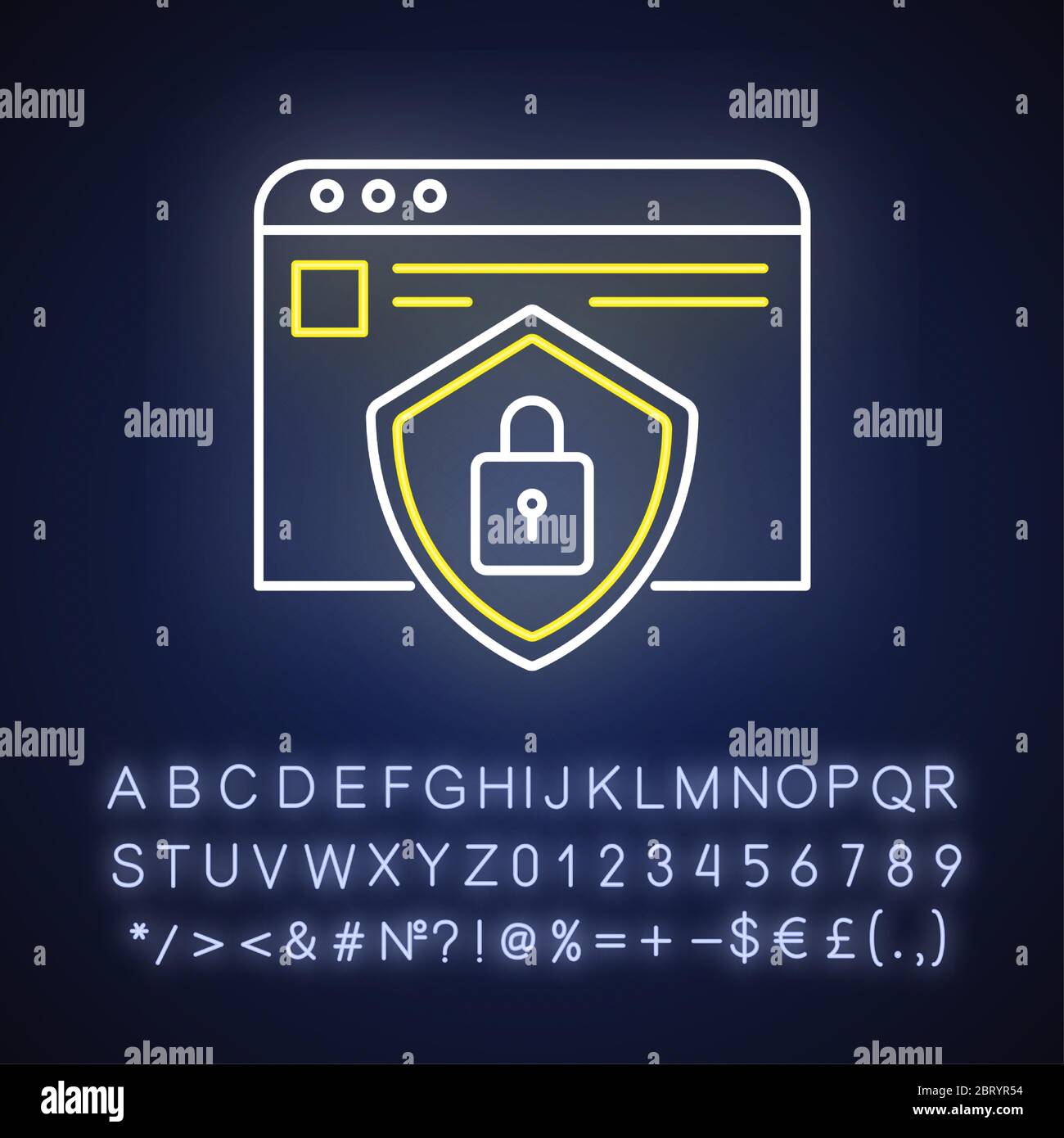 Social network account security neon light icon Stock Vector