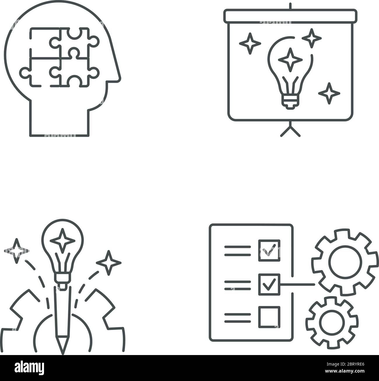 Creative approach pixel perfect linear icons set Stock Vector